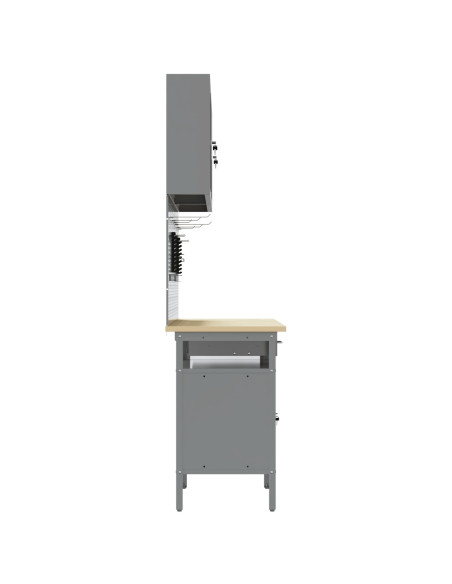 Set di 10 pezzi di armadietti e pannelli pegboard  in MDF e Metallo Nero