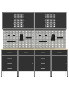 Mobile da lavoro 10 pcs Nero Legno ingegnerizzato e acciaio