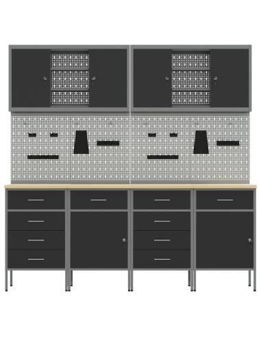 Mobile da lavoro 10 pcs Nero Legno ingegnerizzato e acciaio