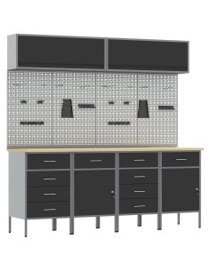 Set di mobili da lavoro con archiviazione 10 pcs Nero