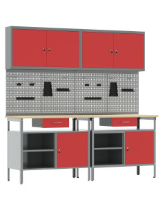 Set banco da lavoro con cassetto 8 pcs Rosso e Grigio