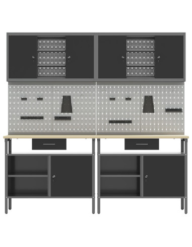 Set banco da lavoro con cassetto 8 pcs Rosso e Grigio