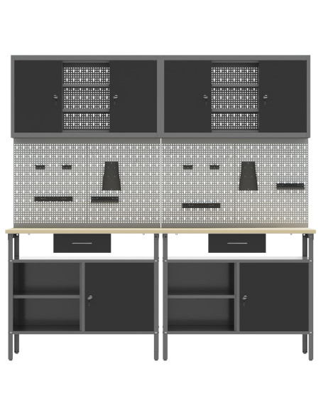 Set banco da lavoro con cassetto 8 pcs Rosso e Grigio