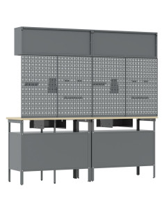 Set banco da lavoro con cassetto con blocco 8 pcs Nero e Grigio