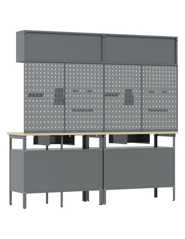 Set banco da lavoro con cassetto con blocco 8 pcs Nero e Grigio