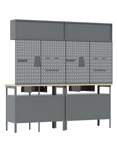 Set banco da lavoro con cassetto con blocco 8 pcs Nero e Grigio