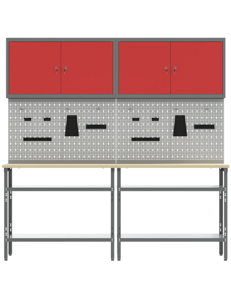 Set banco da lavoro con lo scaffale 8 pcs Rosso e Grigio