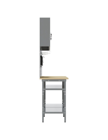 Set banco da lavoro con lo scaffale 8 pcs Nero e Grigio