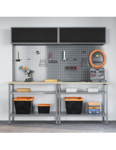 Set banco da lavoro con lo scaffale 8 pcs Nero e Grigio