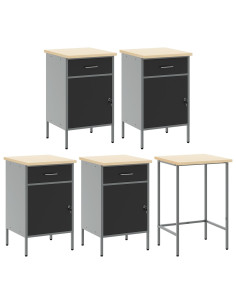 Set di mobili da lavoro con cassetto 12 pcs Nero e Grigio