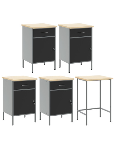 Set di mobili da lavoro con cassetto 12 pcs Nero e Grigio