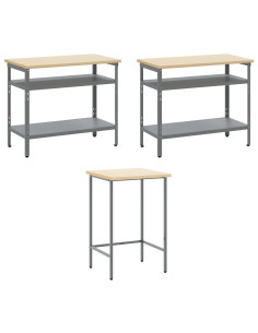 Set di mobili da lavoro con lo scaffale 10 pcs Nero e Grigio