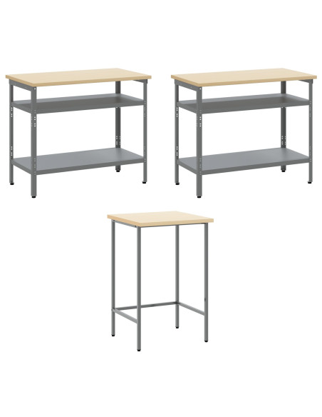 Set di mobili da lavoro con lo scaffale 10 pcs Nero e Grigio