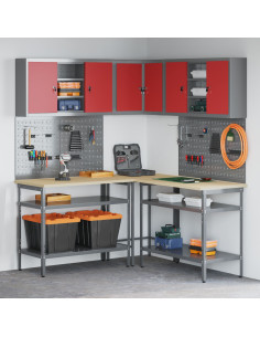 Set di mobili da lavoro con lo scaffale 10 pcs Rosso e Grigio