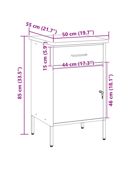 Cabinet di lavoro  Nero 50x55x84 cm Acciaio