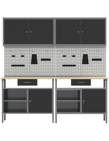 Set banco da lavoro con cassetto con blocco 8 pcs Nero e Grigio