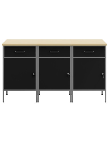 Mobile da lavoro 3 pcs Nero e Grigio 150 x 55 x 85 cm