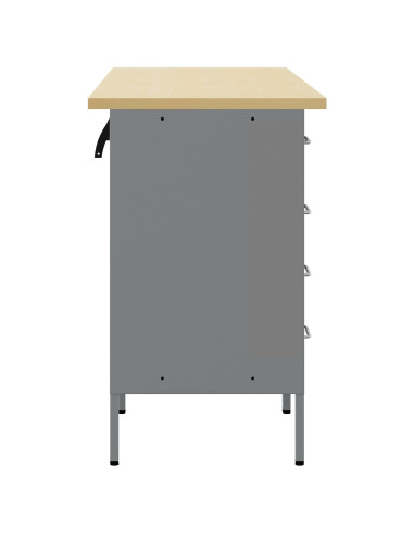 Mobile da lavoro con ruota 3 pcs Nero e Grigio 75 x 45 x 85 cm