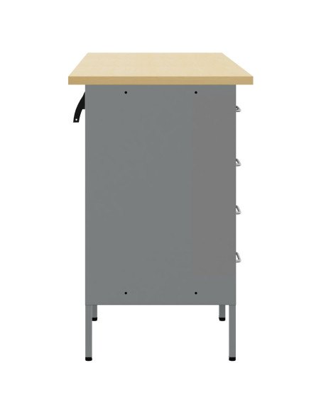 Mobile da lavoro con ruota 3 pcs Nero e Grigio 75 x 45 x 85 cm