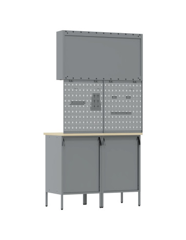 Mobile da lavoro 5 pcs Rosso Legno ingegnerizzato e acciaio