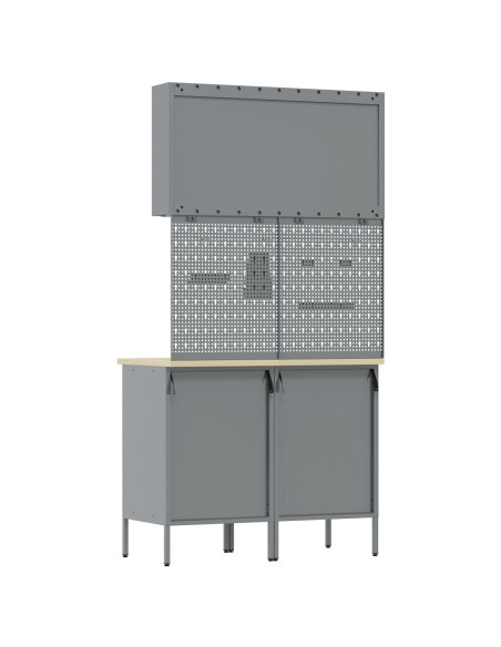 Mobile da lavoro 5 pcs Rosso Legno ingegnerizzato e acciaio