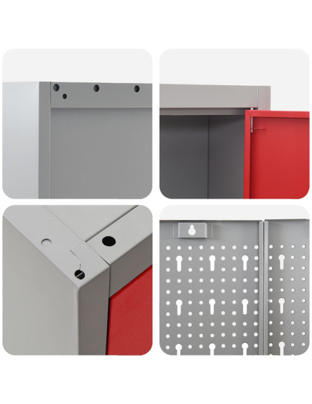 Set da banco da lavoro da 8 pezzi in acciaio rosso