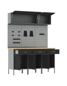 Set di mobili da lavoro con cassetto con blocco 8 pcs Nero 2