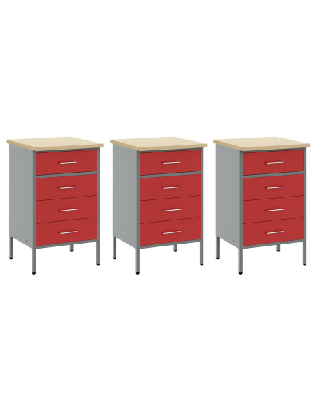 Set da Lavoro in Acciaio Rosso da 7 Pezzi