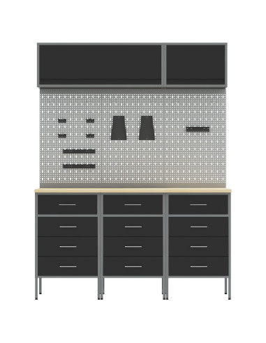 Set di mobili da lavoro con cassetto 8 pcs Nero