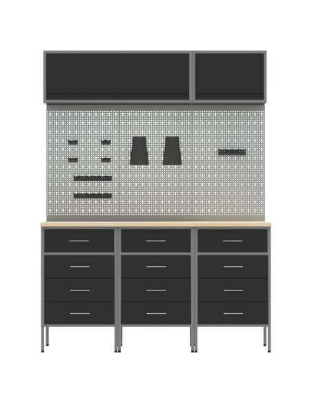 Set di mobili da lavoro con cassetto 8 pcs Nero