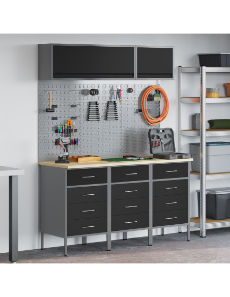 Set di mobili da lavoro con cassetto 8 pcs Nero
