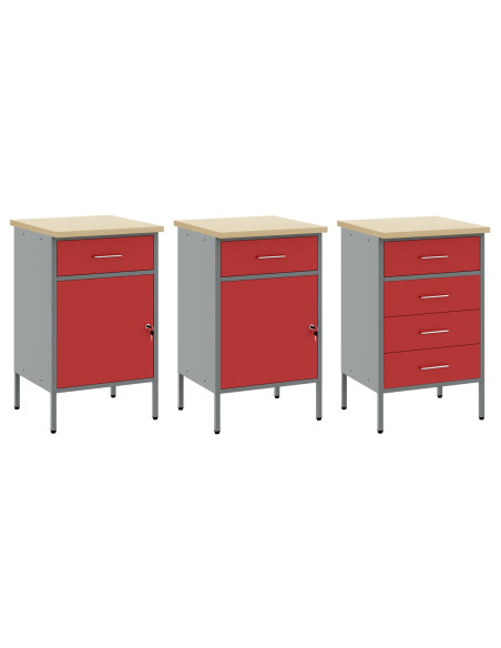 Set banco lavoro 7 pezzi in acciaio rosso
