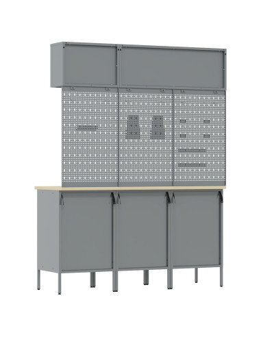 Set di mobili da lavoro con cassetto con blocco 8 pcs Nero