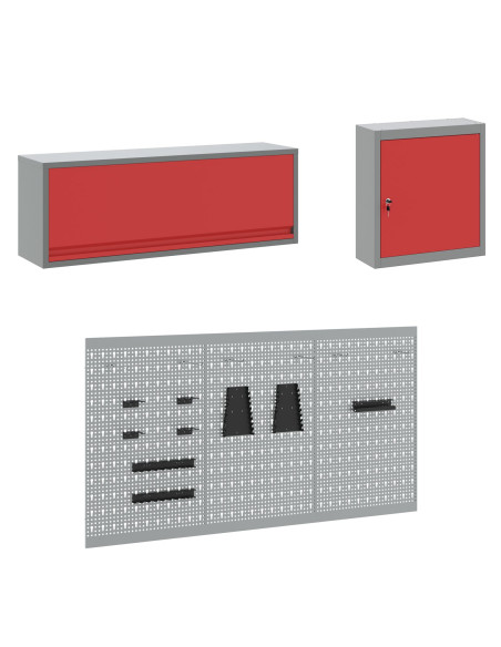 Set di mobili da lavoro con cassetto con blocco 8 pcs Rosso