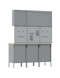 Mobile da lavoro 8 pcs Rosso Legno ingegnerizzato e acciaio 2