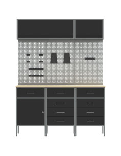 Set di mobili da lavoro con cassetto con blocco 8 pcs Nero 2