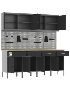 Mobile da lavoro 10 pcs Nero Legno ingegnerizzato e acciaio 2