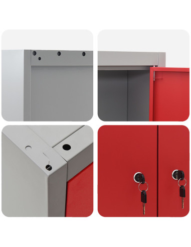 Mobile da lavoro 10 pcs Rosso Legno ingegnerizzato e acciaio