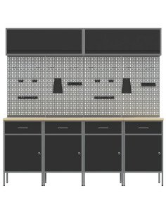 Set di mobili da lavoro con archiviazione 10 pcs Nero 2