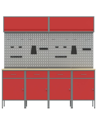 Set di mobili da lavoro con archiviazione 10 pcs Rosso