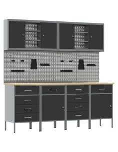 Mobile da lavoro 10 pcs Nero Legno ingegnerizzato e acciaio 2
