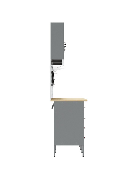 Set di mobili e pannello attrezzi di 10 pezzi rosso in MDF e metallo