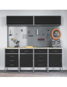 Set di mobili da lavoro con archiviazione 10 pcs Nero 2