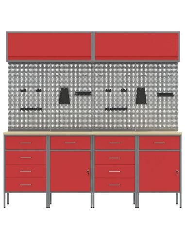 Set di mobili da lavoro con archiviazione 10 pcs Rosso