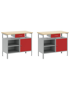 Set banco da lavoro con cassetto 8 pcs Rosso e Grigio 2