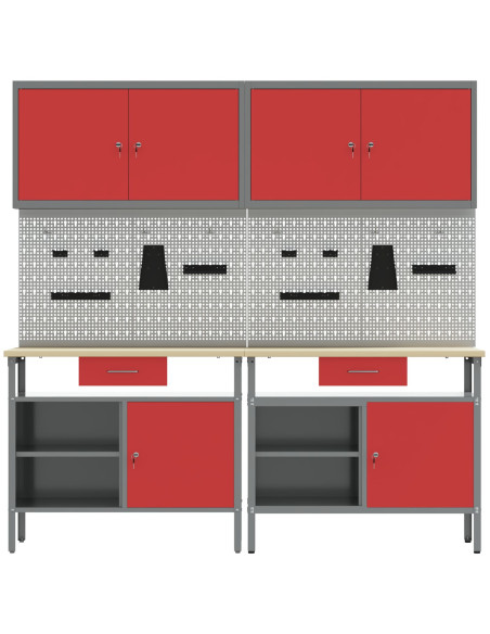 Set banco da lavoro con cassetto 8 pcs Rosso e Grigio