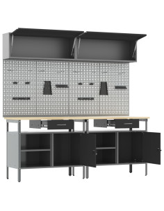 Set banco da lavoro con cassetto con blocco 8 pcs Nero e Grigio 2