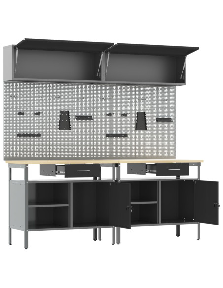 Set banco da lavoro con cassetto con blocco 8 pcs Nero e Grigio