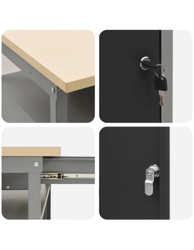 Set banco da lavoro con cassetto con blocco 8 pcs Nero e Grigio