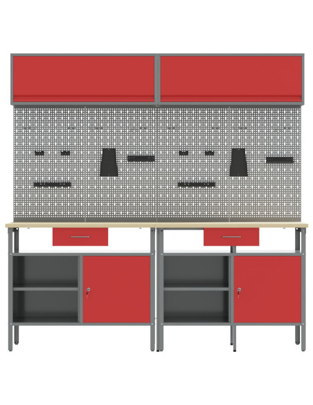 Set da Lavoro in Acciaio Rosso da 8 Pezzi